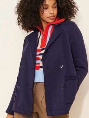 Anthropologie Pilcro Navy Double-Breasted Pea Coat
